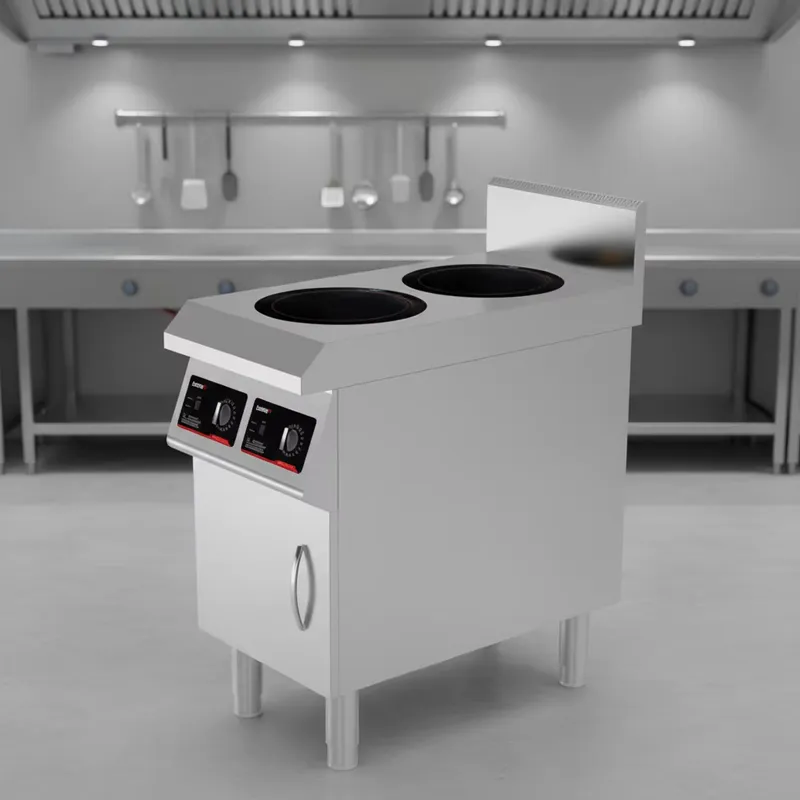 Range Commercial Kitchen - 5000W Gewerblicher Doppelbrenner-Induktionsherd aus Edelstahl mit