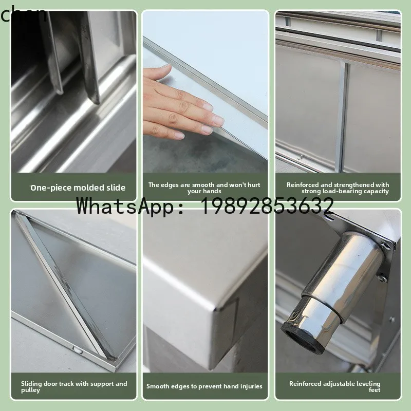 Commercial Kitchen Worktops - H29- Küchen-Arbeitsplatte aus Edelstahl mit Schiebetür,