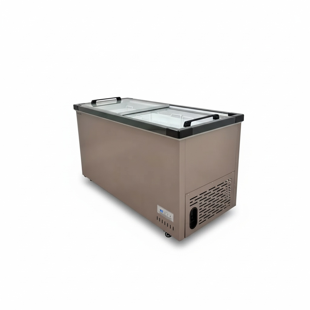Commercial Chest Freezer - Gewerbliche Tiefkühltruhe, 400-1500L Edelstahl-Glastür-Inselgefriertruhe, für Supermärkte