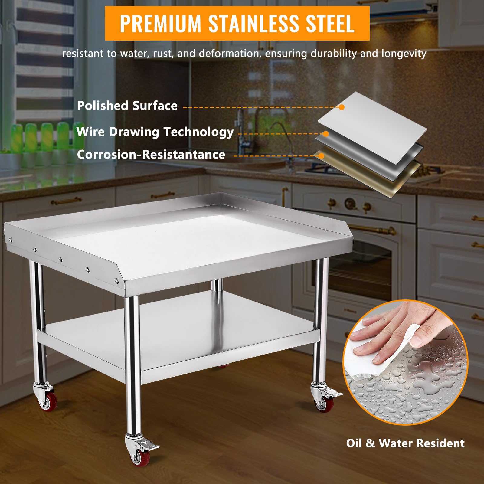 Edelstahl-Arbeitstisch mit Gri – Commercial Kitchen Worktops Bewertung und Preis